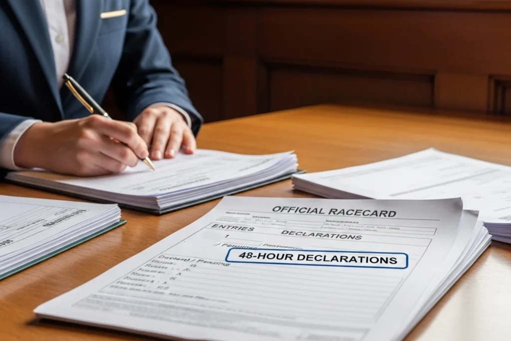 48-hour declarations in UK horse racing how entries become confirmed runners