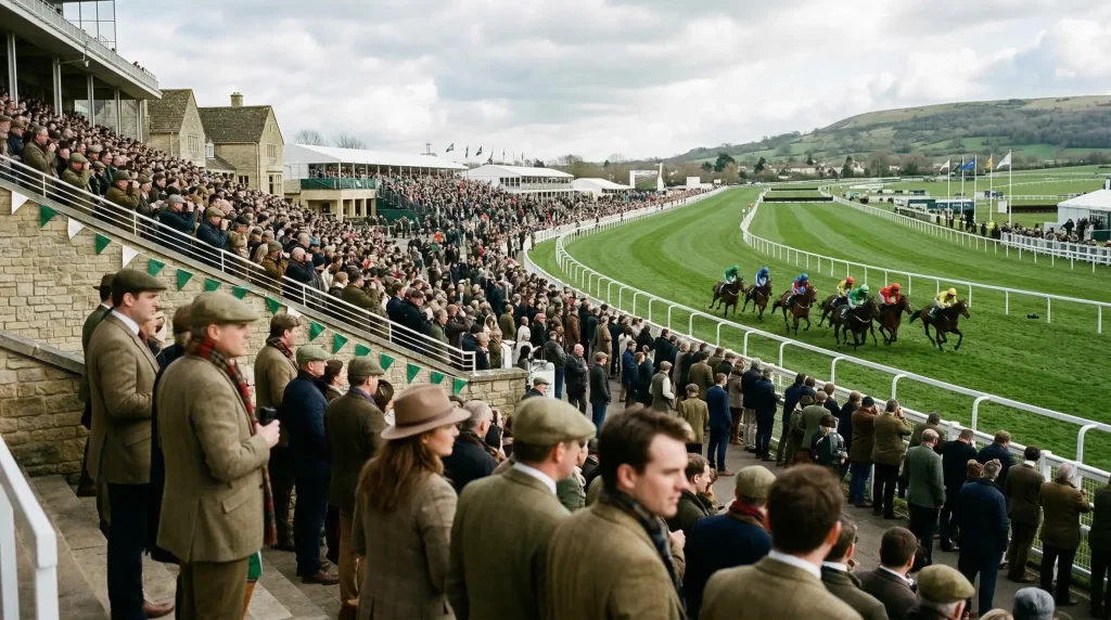 Cheltenham Festival crowd at the racecourse during major race day
